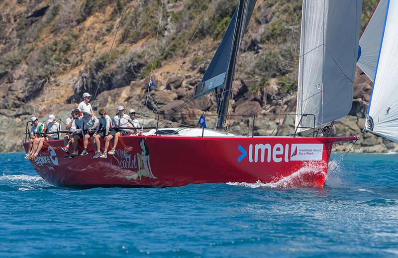 Mis Scarlet runs the Long Island shore - Hamilton Island Race Week 2018 - photo © Crosbie Lorimer