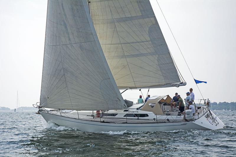 Andy Burton's (Middletown, R.I.) Baltic 40 Masquerade (yellow hull), winner in the Cruising Spinnaker class - 2018 Ida Lewis Distance Race photo copyright Michele Almeida / MISTE Photography taken at Ida Lewis Yacht Club and featuring the IRC class