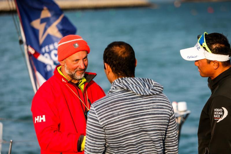 Ian Hoddle's Sun Fast 3600 Game On (Virgin Media Business), racing two handed with Ollie Wyatt were congratulated on arrival by the two handed class winners, Benjamin Schwartz and Chen Jin Hao photo copyright Paul Wyeth / RORC taken at Royal Ocean Racing Club and featuring the IRC class