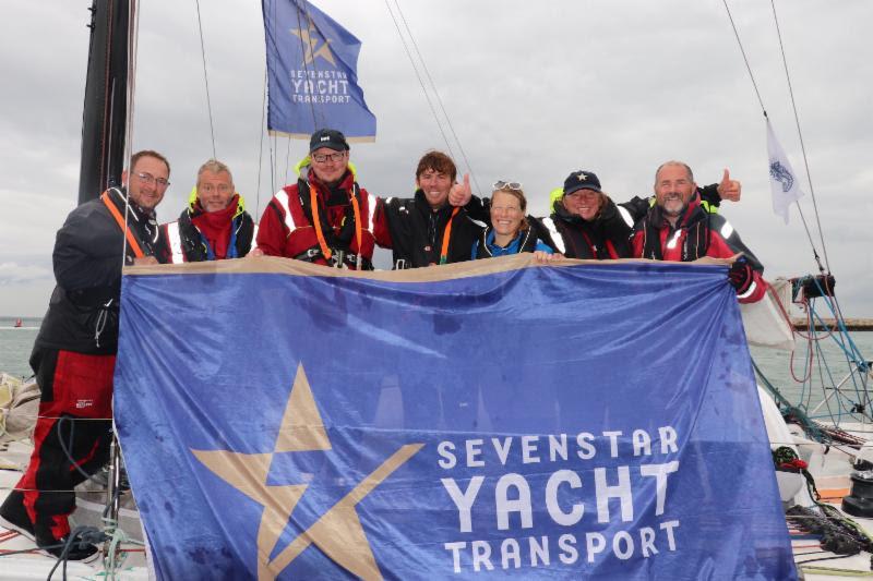 A tough race but smiles all round for the crew on Finnish Class40 Fuji photo copyright Louay Habib taken at Royal Ocean Racing Club and featuring the IRC class