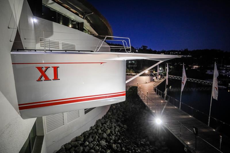 The Hamilton Island Yacht Club features the bow of Wild Oats XI with the stern protruding opposite on the inside photo copyright Craig Greenhill / Salty Dingo/Hamilton Island Yacht Club taken at Hamilton Island Yacht Club and featuring the IRC class