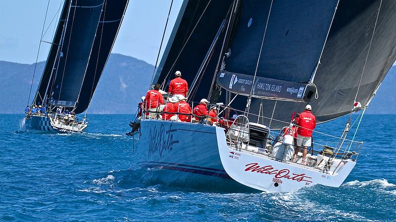 Wild Oats XI chases Black Jack- Hamilton Island Race Week - August 2018 photo copyright Richard Gladwell taken at Hamilton Island Yacht Club and featuring the IRC class