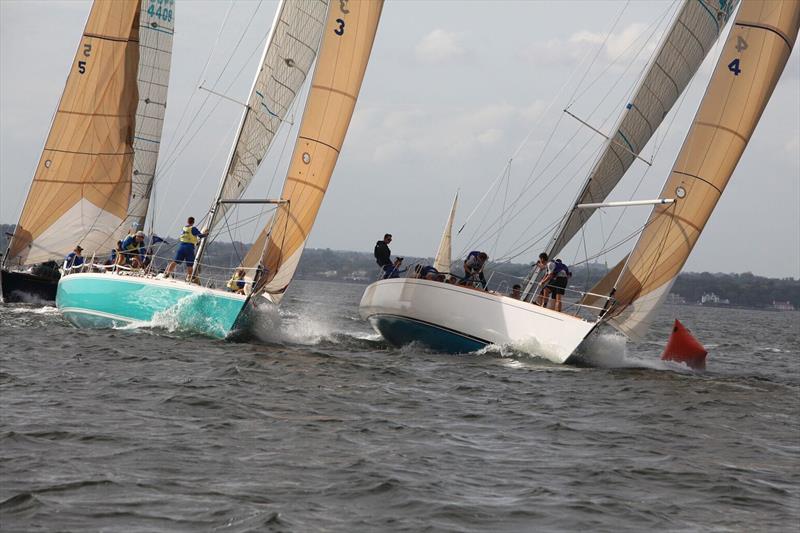 J/44s round a leeward mark at the Intercollegiate Offshore Regatta photo copyright Howie McMichael taken at Larchmont Yacht Club and featuring the IRC class