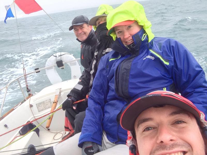 The crew of MS Amlin QT revelling in the conditions during the final PYRA race of the season photo copyright Mike Fox taken at Poole Yacht Racing Association and featuring the IRC class