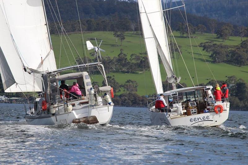 Barcoo and Eenee competing in the Cock of the Huon race which Barcoo won overall photo copyright Peter Campbell taken at Derwent Sailing Squadron and featuring the IRC class
