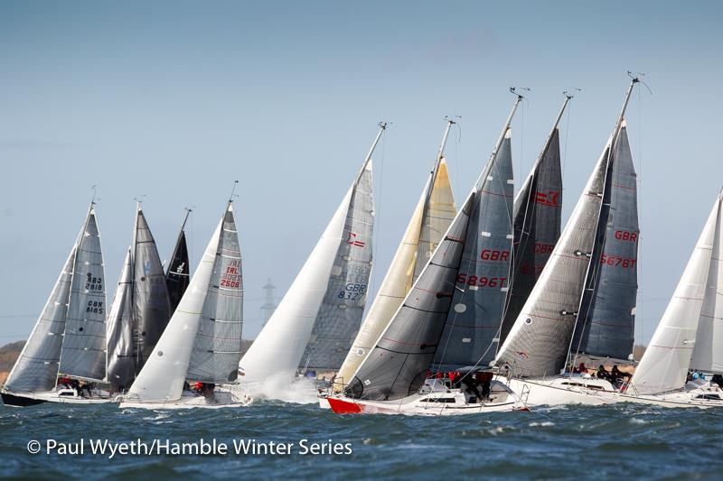 IRC Three and Four start - HYS Hamble Winter Series week 5 photo copyright Paul Wyeth / www.pwpictures.com taken at Hamble River Sailing Club and featuring the IRC class