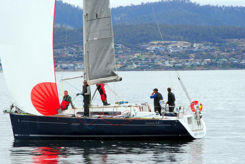 Off-Piste sailing backwards off Hobart's Long Beach….this cost her a win in the Maria Island Race photo copyright Peter Campbell taken at Royal Yacht Club of Tasmania and featuring the IRC class
