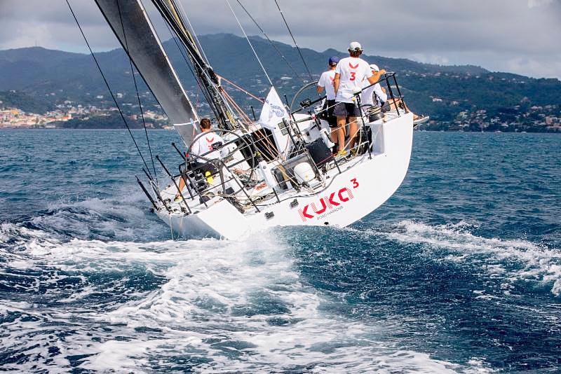 Franco Niggeler's Cookson 50 Kuka3 heads into C&N Port Louis Marina after crossing the finish line in Grenada - 2018 RORC Transatlantic Race  photo copyright RORC / Arthur Daniel taken at Royal Ocean Racing Club and featuring the IRC class