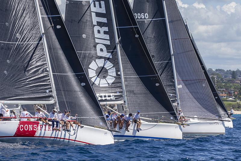 Race 1, Day 1 start - Conspiracy nearest screen - 2019 Sydney Harbour Regatta photo copyright Andrea Francolini taken at Middle Harbour Yacht Club and featuring the IRC class