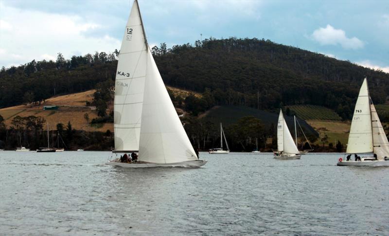 Gretel II powers to windward to win the Classic and Division One of the final race of the Cygnet Regatta Weekend photo copyright Jessica Coughlan taken at Port Cygnet Sailing Club and featuring the IRC class