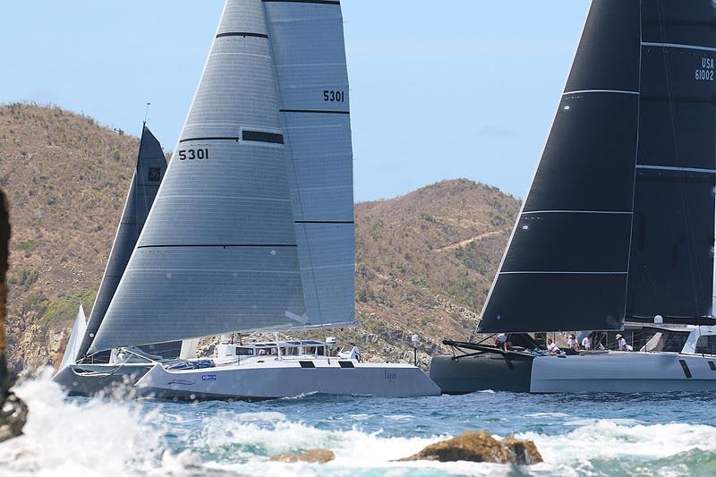 Bieker 53 catamaran Fujin and Gunboat 60 Flow - BVI Spring Regatta 2019 photo copyright Ingrid Abery / www.ingridabery.com taken at Royal BVI Yacht Club and featuring the IRC class