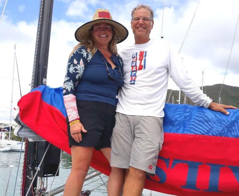 Fulfilling a retirement dream - Dave Garman with girlfriend Kristen on ID35 Such Fast - BVI Spring Regatta 2019 - photo © Michelle Slade / BVISR