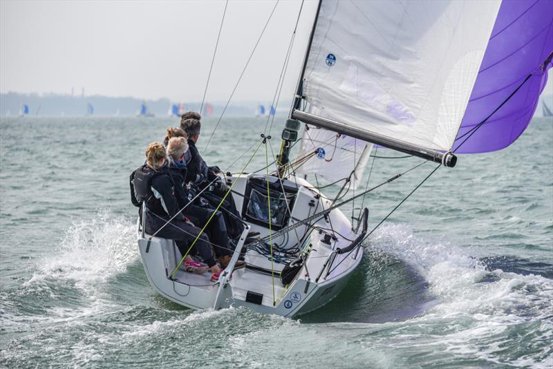 Close racing on day 3 of the Helly Hansen Warsash Spring Series photo copyright Andrew Adams / www.closehauledphotography.com taken at Warsash Sailing Club and featuring the IRC class