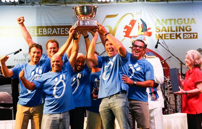 Puerto Rican team on Sergio Sagramoso's Lazy Dog won the Lord Nelson Trophy in 2017 - Antigua Sailing Week - photo © Paul Wyeth