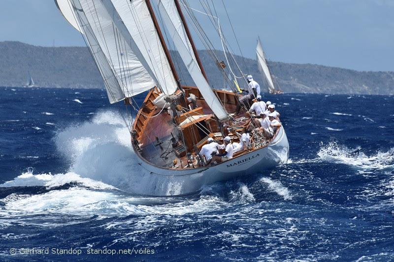 Carlo Falcone's 1938 79' Alfred Mylne yawl Mariella took fleet line honors - Antigua Classic Yacht Regatta 2019 photo copyright Gerhard Standop taken at Antigua Yacht Club and featuring the IRC class