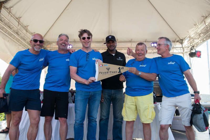 Jakob Oetiker's team on the Dufour 520 KH P Botero after winning both races today - Antigua Sailing Week 2019 - photo © Ted Martin