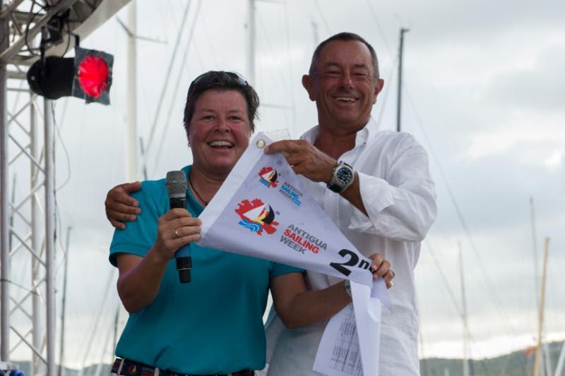 The daily prizegivings at Antigua Yacht Club are always well attended by crews and Antigua Sailing Week Race Manager, Lorna Saunders says competitors are enjoying the new windward-leeward and coastal courses photo copyright Ted Martin taken at Antigua Yacht Club and featuring the IRC class