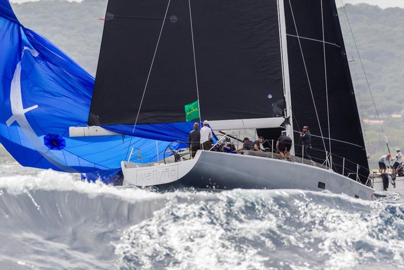 The crew on Benoît de Froidmont's Wallyño hauls the kite back on board. - Rolex Giraglia 2019 - photo © IMA / Studio Borlenghi - Rolex Giraglia 2019