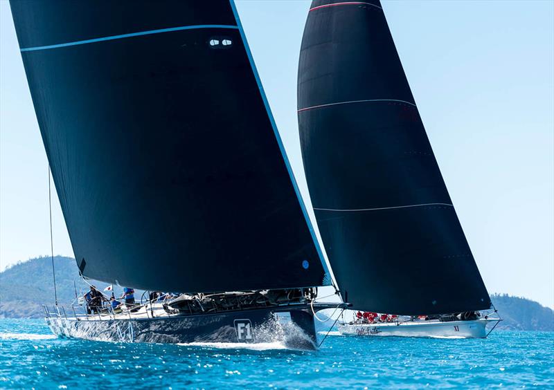 Black Jack and Wild Oats XI go head-to-head - Hamilton Island Race Week 2018 photo copyright Kurt Arrigo taken at Royal Queensland Yacht Squadron and featuring the IRC class