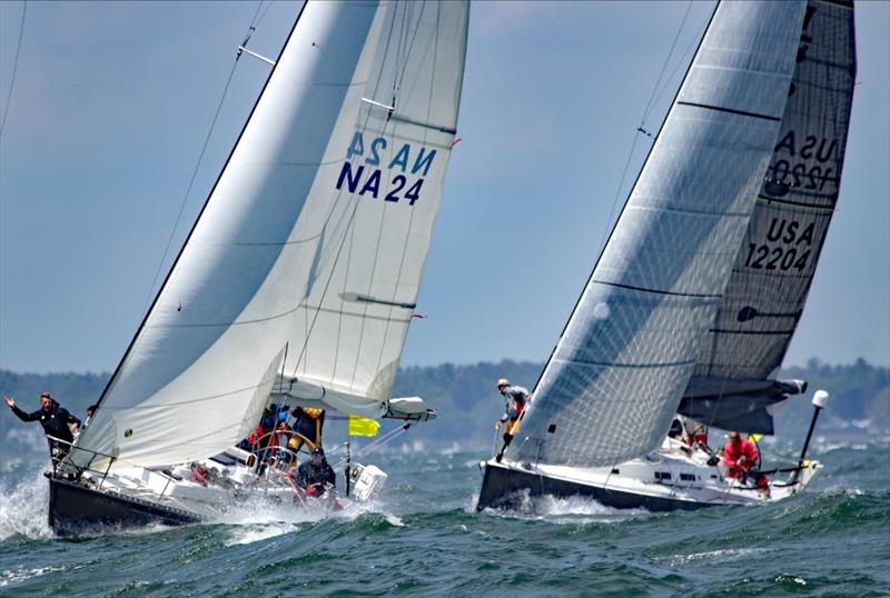 Sunday's estimated leader in Class B was NA24 Gallant, a Pearson Composite Navy 44 skippered by Christian Hoffman. The US Naval Academy boat looked very smart coming off the line in Marion Friday. She's always highly competitive in offshore conditions photo copyright Fran Grenon, spectrum Photo taken at Beverly Yacht Club and featuring the IRC class