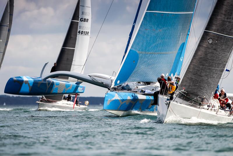 Thibaut Vauchel-Camus' Multi50 Solidaires En Peloton-Arsep - 2019 RORC Cowes Dinard St Malo Race - photo © Paul Wyeth / RORC