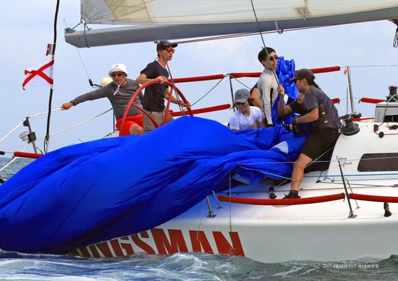Kingsman gives its kite a wash - Peroni Summer Saturday Series , Race 4 photo copyright Fragrant Harbour taken at Hebe Haven Yacht Club and featuring the IRC class
