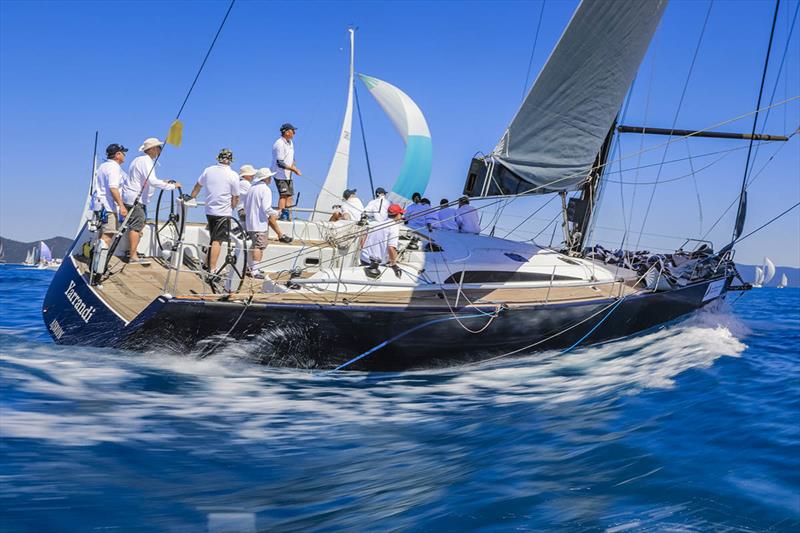 David Griffith's Yarrandi streaks towards the Whitsunday Passage during Hamilton Island Race Week 2018 photo copyright Craig Greenhill / Salty Dingo taken at Hamilton Island Yacht Club and featuring the IRC class