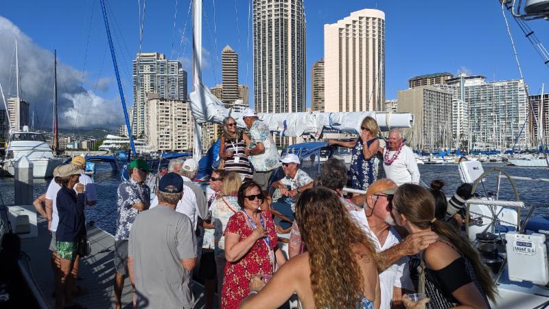 Ho'okolohe attracted a dock-crushing Aloha crowd - Transpac 50 photo copyright Janet Scheffer / ManaMeans taken at Transpacific Yacht Club and featuring the IRC class