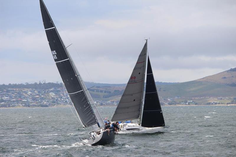 Philosopher (right) battling a rival Tasmanian entrant 2Unlimited as they prepare for the gruelling ocean race starting on Boxing Day photo copyright Peter Watson taken at Cruising Yacht Club of Australia and featuring the IRC class