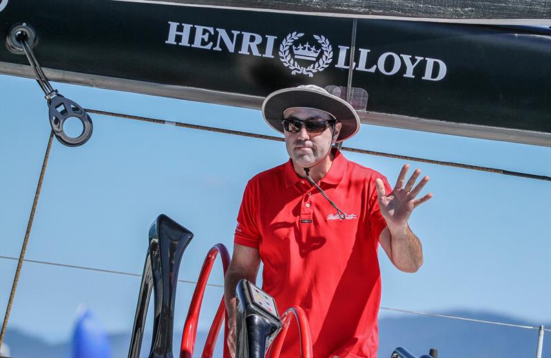 Skipper Mark Richards waves between tacks - Wild Oats - Day 1 - Hamilton Island Race Week - August 18, 2019 photo copyright Richard Gladwell taken at Hamilton Island Yacht Club and featuring the IRC class