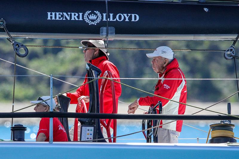 Mark Richards on the helm of Wild Oats X with long standing friend of the Oatley familly Bill Buckle and top navigator Adrienne Callahan, forward - Day 2 - Hamilton Island Race Week, August 19, - photo © Richard Gladwell