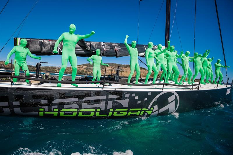 The crew of Hooligan made a big impression in the Presentation Parade before the serious racing got under way for the day - Hamilton Island Race Week 2019 - photo © Craig Greenhill / <a target=