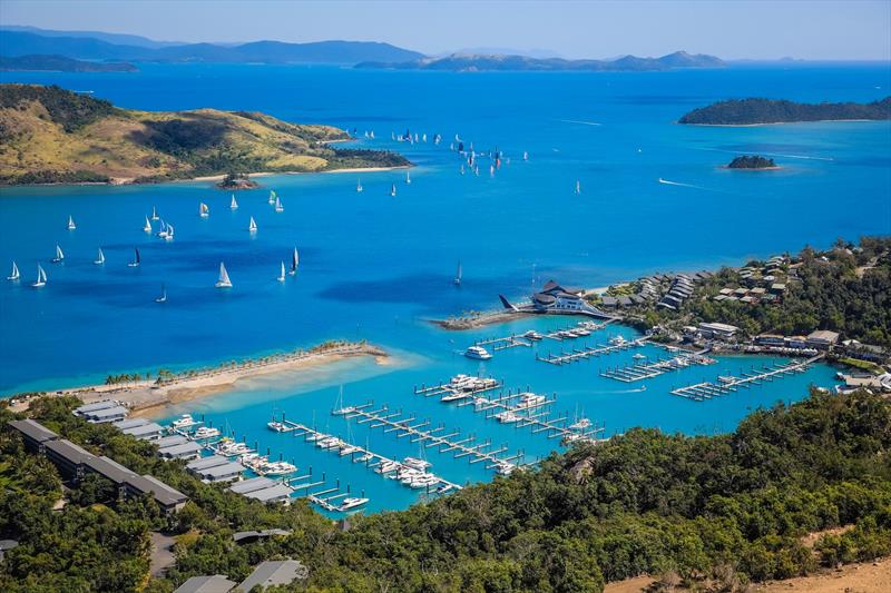 The purpose built marina is revealed as the 234 entry race exits for another race day - Hamilton Island Race Week 2019 - photo © Craig Greenhill / <a target=