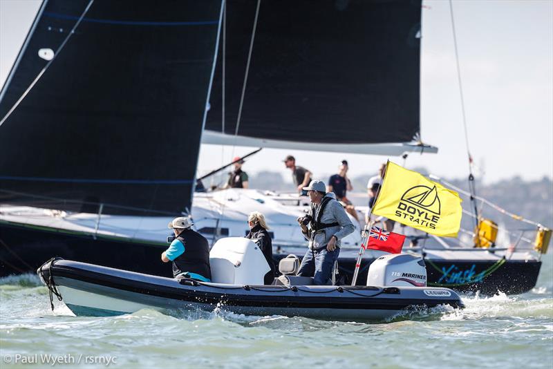One of the legends of sailing was on the water today, Brian Thompson delivered a debrief on behalf of Doyle Sails - 2019 Land Union September Regatta - photo © Paul Wyeth