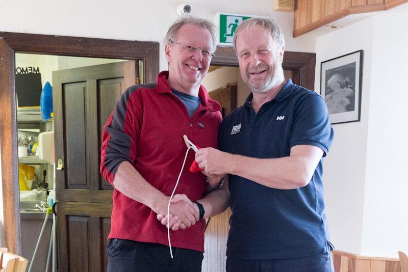 Jonathan Barker of 'Zorra' picks up the winning pennant in the Scarborough SC Saturday Series race 7 photo copyright SYC taken at Scarborough Yacht Club and featuring the IRC class