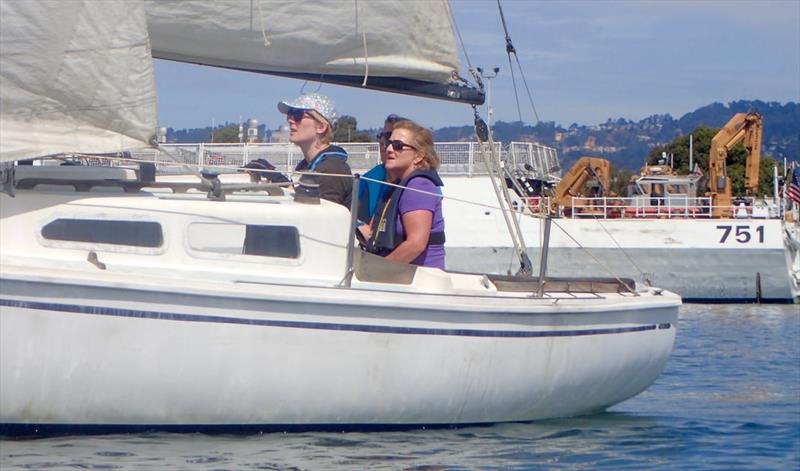 Looking up the course for more pressure while battling to finish 2nd in the Santana 22 class photo copyright Tom Burden taken at  and featuring the IRC class