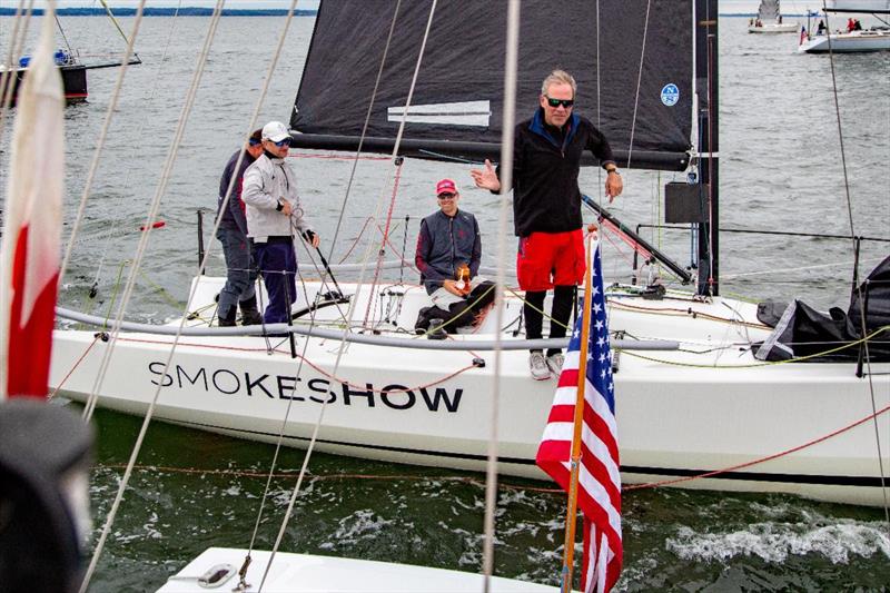 Paul Sevigny's Smokeshow checking into the Race Committee for Class 3 - The 64th Gearbuster photo copyright Mary Alice Fisher taken at Indian Harbor Yacht Club and featuring the IRC class