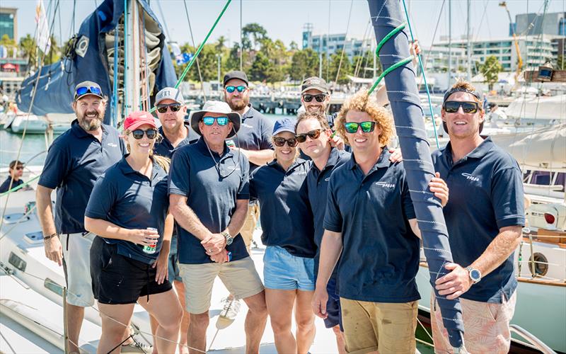 The crew from Goggo pictured after a day's sailing at the 2019 Festival of Sails. They came in third in Cruising Spinnaker Division 1 and will be back again at the 2020 regatta pushing hard for line honours photo copyright Passiofolk taken at Royal Geelong Yacht Club and featuring the IRC class