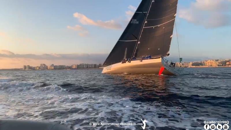 Rambler approaching Valletta - Rolex Middle Sea Race 2019 - photo © Nic Douglass / www.AdventuresofaSailorGirl.com