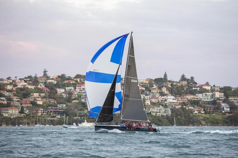 CYCA Vice Commodore Noel Cornish's St Jude relishing the strong conditions that they hope for in the Rolex Sydney Hobart Yacht Race on Boxing Day photo copyright CYCA/Hamish Hardy taken at Cruising Yacht Club of Australia and featuring the IRC class