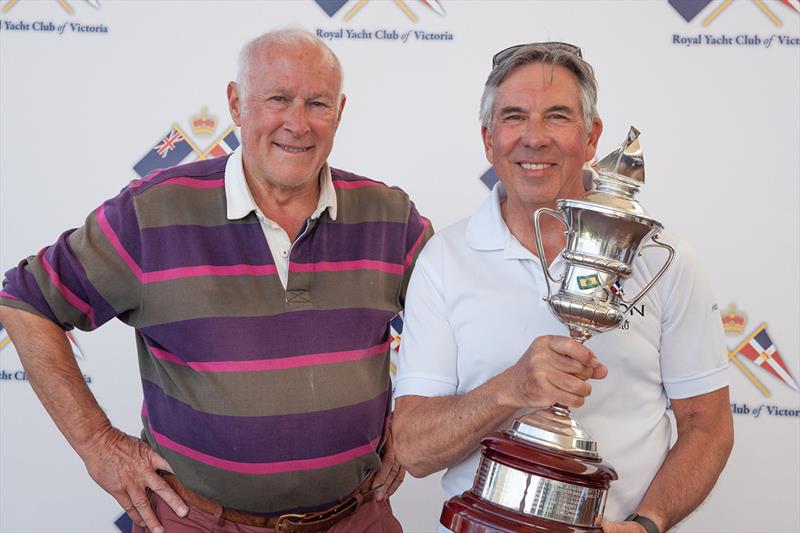 RYCV Commodore John Duffin with Ikon's Bruce McCraken after winning the Lipton Cup photo copyright Damian Paull taken at Royal Yacht Club of Victoria and featuring the IRC class