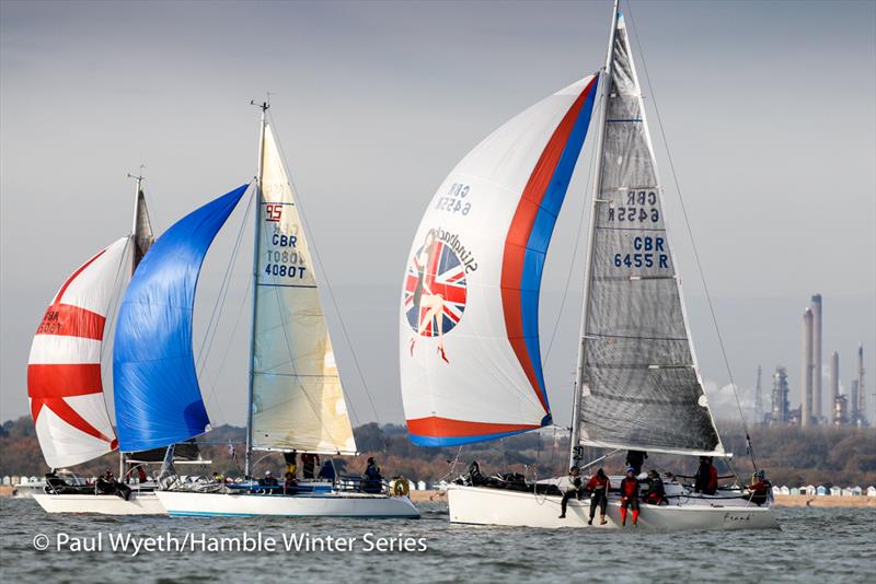 Frank, Crakajax and GR8 Banter - HYS Hamble Winter Series week 6 - photo © Paul Wyeth / www.pwpictures.com