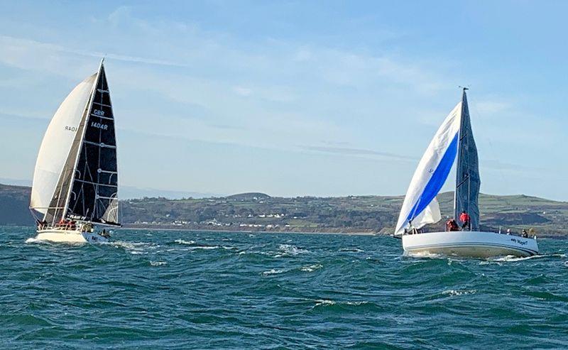 Flair IV being chased down by Only Magic - Pwllheli Winter Series day 2 - photo © Stuart Trunkfield