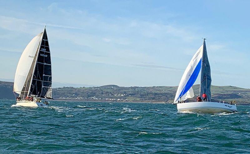 Flair IV being chased down by Only Magic - Pwllheli Winter Series day 2 photo copyright Stuart Trunkfield taken at Pwllheli Sailing Club and featuring the IRC class