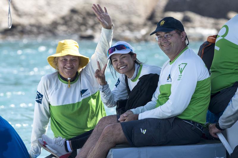 THA72 go afloat after a long wait. Noppakao Poonpat (centre). Phuket King's Cup Regatta 2019 photo copyright Guy Nowell / Phuket King's Cup taken at Royal Varuna Yacht Club and featuring the IRC class