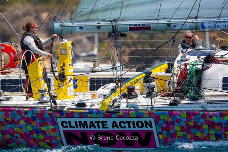 Lisa Blair on the helm of d'Albora's Climate Action Now, with Jackie Parry on the rail - ORCV Melbourne to Devonport Race photo copyright Bruno Cocozza / ORCV taken at Ocean Racing Club of Victoria and featuring the IRC class