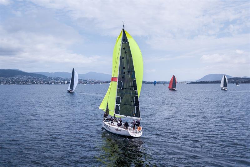 Mako sailing downwind on Day One of the Australian Yachting Championships, hosted by Royal Yacht Club of Tasmania. - photo © Beau Outteridge / Australian Sailing