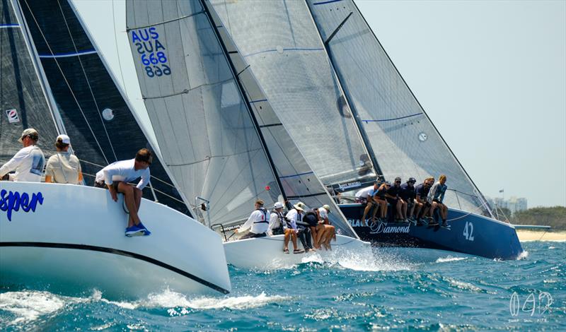 IRC startline for race 6 in a stiffening nor easter - Bartercard Sail Paradise 2020 - Day 3 - photo © Mitch Pearson / Surf Sail Kite