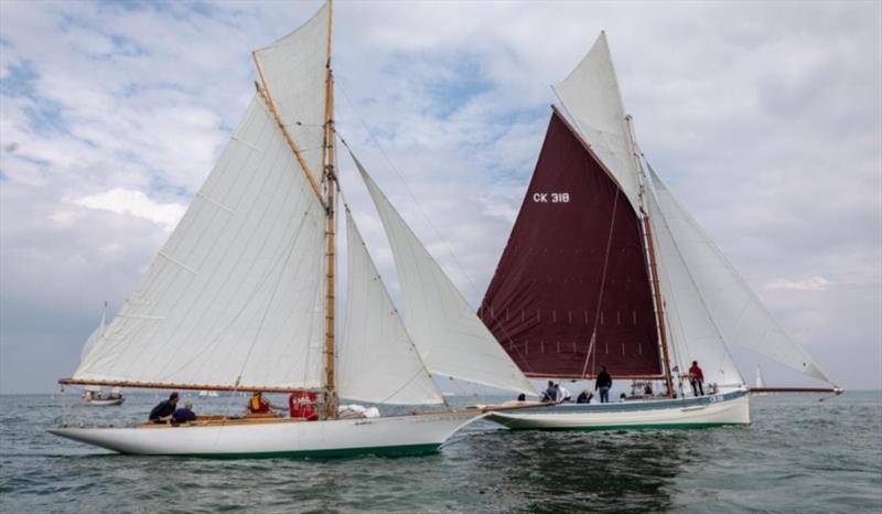 Peggy Bawn (An 1894 Gaff Cutter) and Alberta (An 1885 Essex Oyster Smack) photo copyright Chris Brown Photography taken at Cowes Corinthian Yacht Club and featuring the IRC class