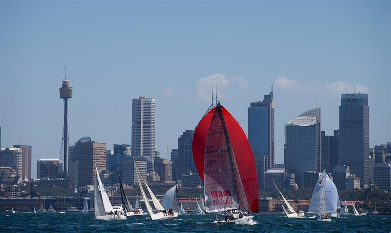 Mixed Sydney Harbour Regatta fleets and Sydney city photo copyright Matt King for Andrea Francolini taken at Middle Harbour Yacht Club and featuring the IRC class